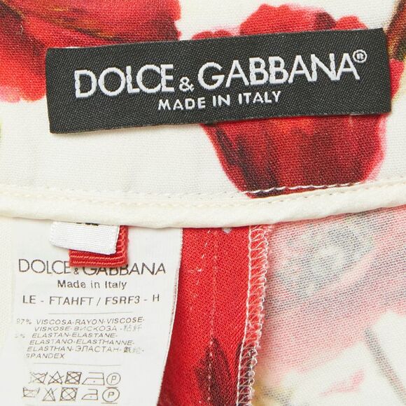 Dolce & Gabbana White Floral Print Crepe Trousers M - Picture 4 of 5